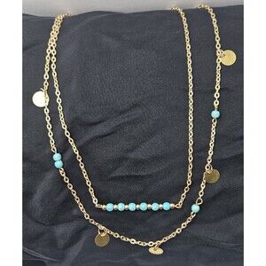 DESIGNER INSPIRED GOLD TONE LAYER  BEAD CHOKER NECKLACE 18 Inchs